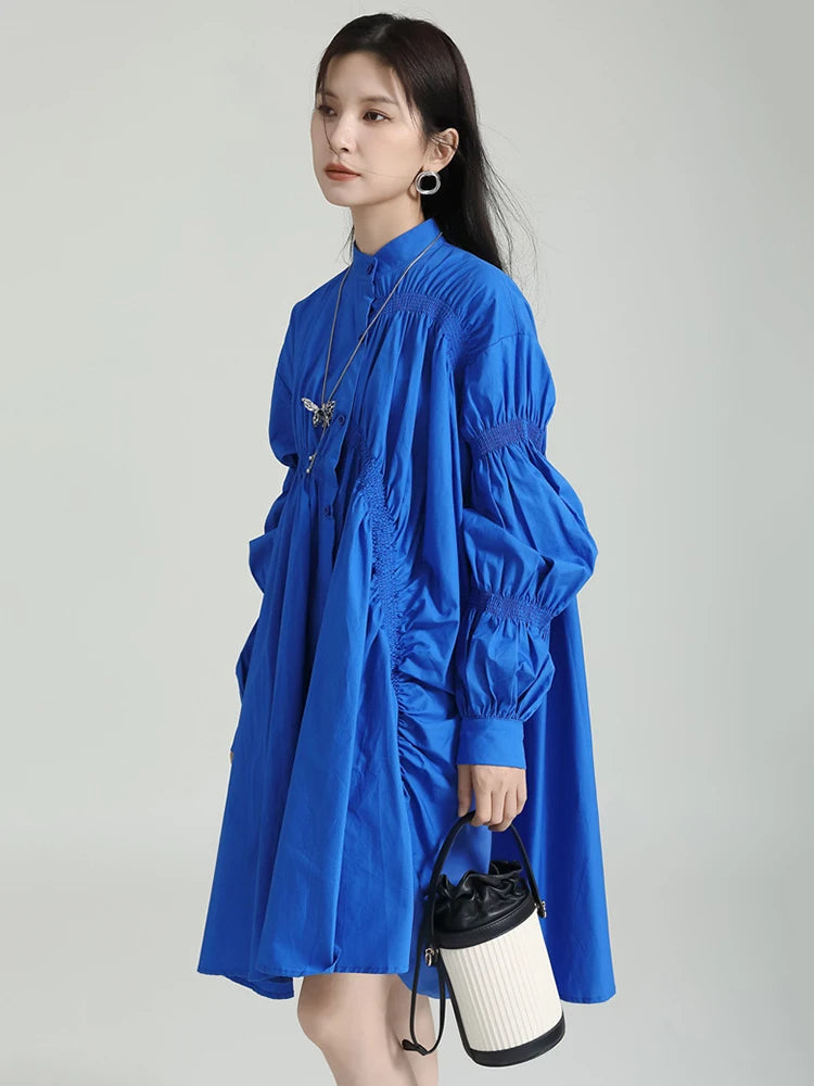 Robe Chemise Cintrée à Manches Longues