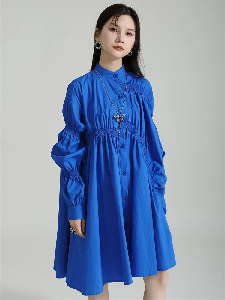 Robe Chemise Cintrée à Manches Longues